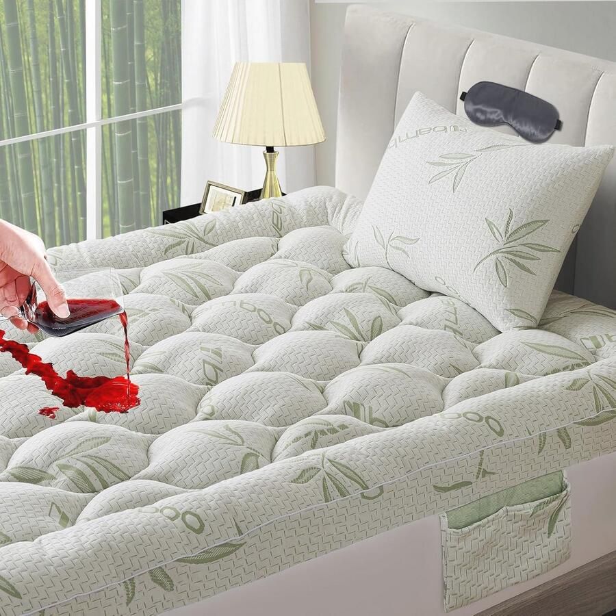 Ademende Bamboe Matras Topper 180x200cm Extra Dikke en Koelende Comfortlaag voor Diepe Slaap