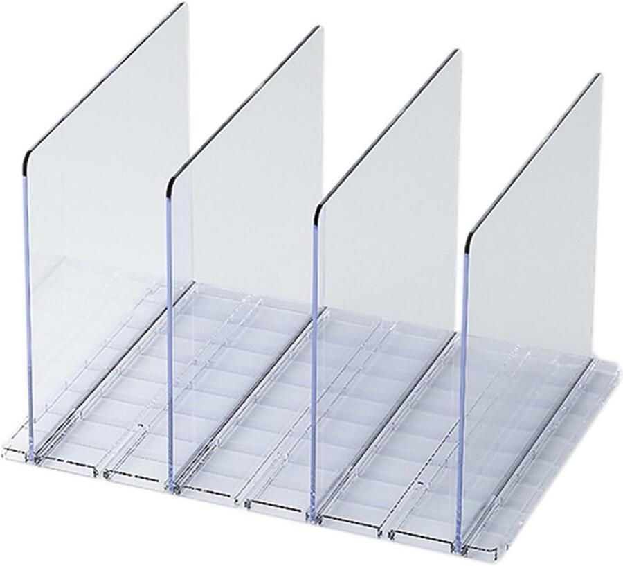Adjustable Shelf Dividers for Bookshelf Cabinet and Closet Plastic Handbag Organizers for Cabinets Wallet Storage (Clear 4 Dividers)
