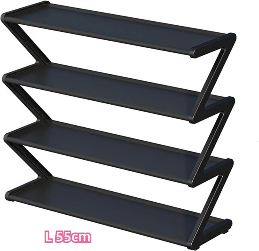 Adorestore Z-vormig Schoenenrek – Zwart L- Slimme Schoenenopslag in Kleuren