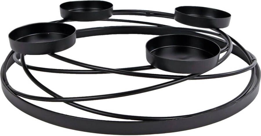 Adventskrans van metaal in zwart 35 cm decoratief rooster krans met 4 kaarsenborden kandelaar zonder lont tafel decoratie voor Kerstmis