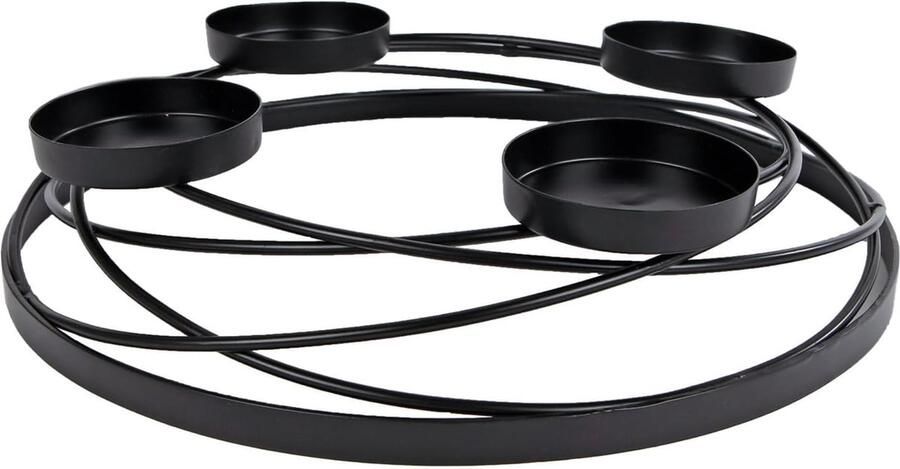 Adventskrans van metaal in zwart 35 cm decoratief rooster krans met 4 kaarsenborden kandelaar zonder lont tafel decoratie voor Kerstmis