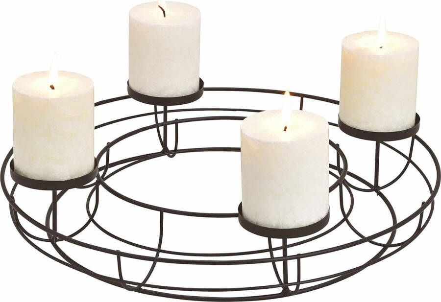 Adventskrans van metaal in zwart Ø 38 cm kandelaar met 4 kaarsenborden kandelaar zonder lont advent kerst krans tafel decoratie modern