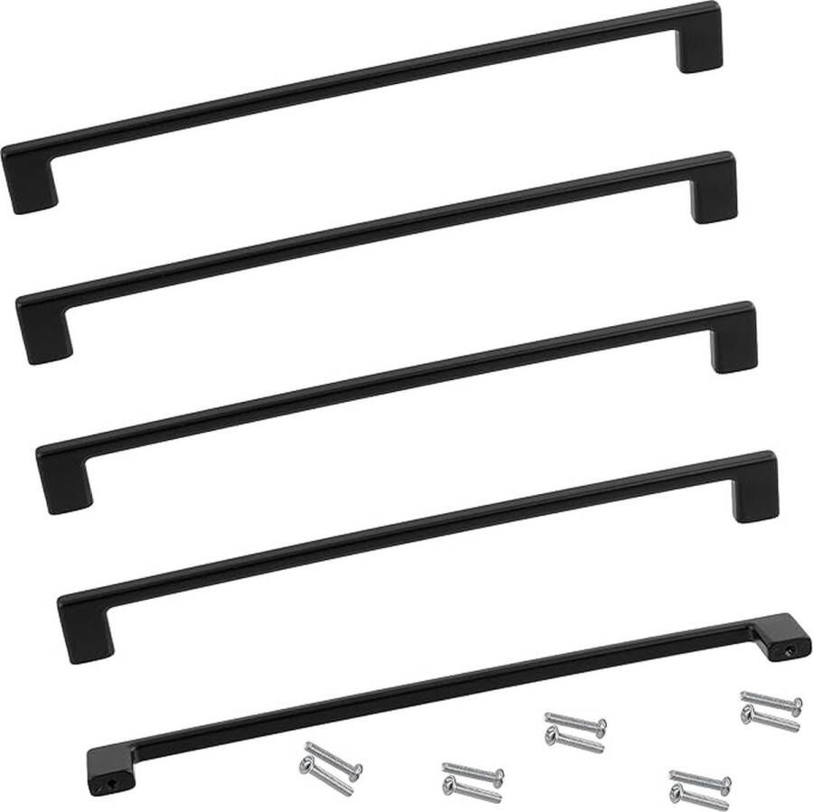 Set met 5 meubelgrepen wielbasis 224 mm deuren kast lade interieur keuken woonkamer montage van metaal matzwart oppervlak cabinet handle black - Foto 2