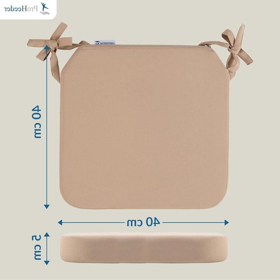 Water Resistant & Washable Removable Seat Cushions for Restaurant Cafe and Kitchen Chairs Non-Slip Garden Chair Cushions with Foam Binding Straps Dark Grey (40 x 40 cm)