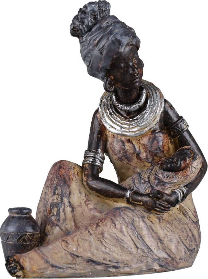 Afrikaanse beelden en sculpturen Afrikaanse moeder en dochter standbeeld woondecoratie Afrikaanse vrouw standbeeld woonkamer bureau entree woonkamer decor