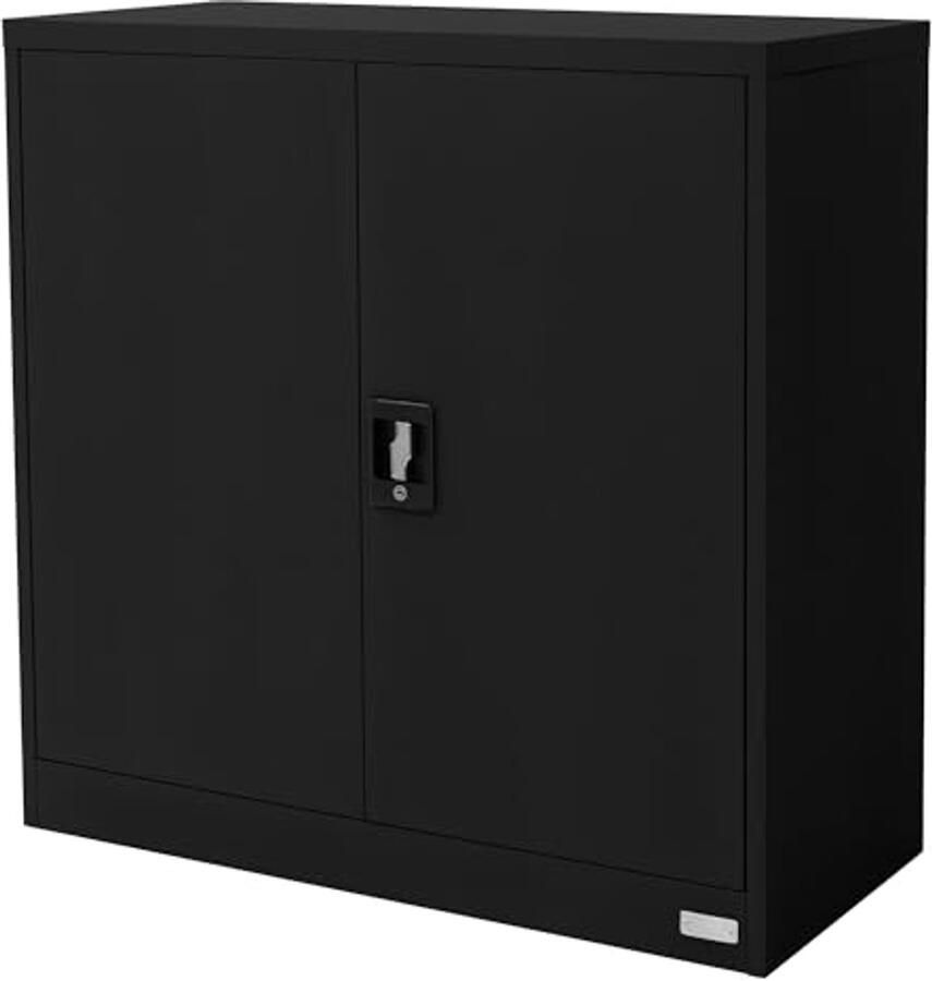 Afsluitbare archiefkast 90x40x90 cm zwart staal verstelbare planken voor kantoororganisatie