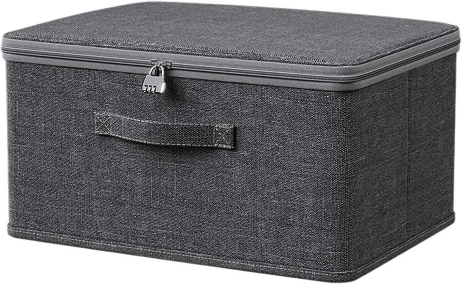 Afsluitbare opvouwbare opbergbox met deksel en cijferslot Grijs (40 x 30 x 21 cm) voor kledingkast of onder het bed