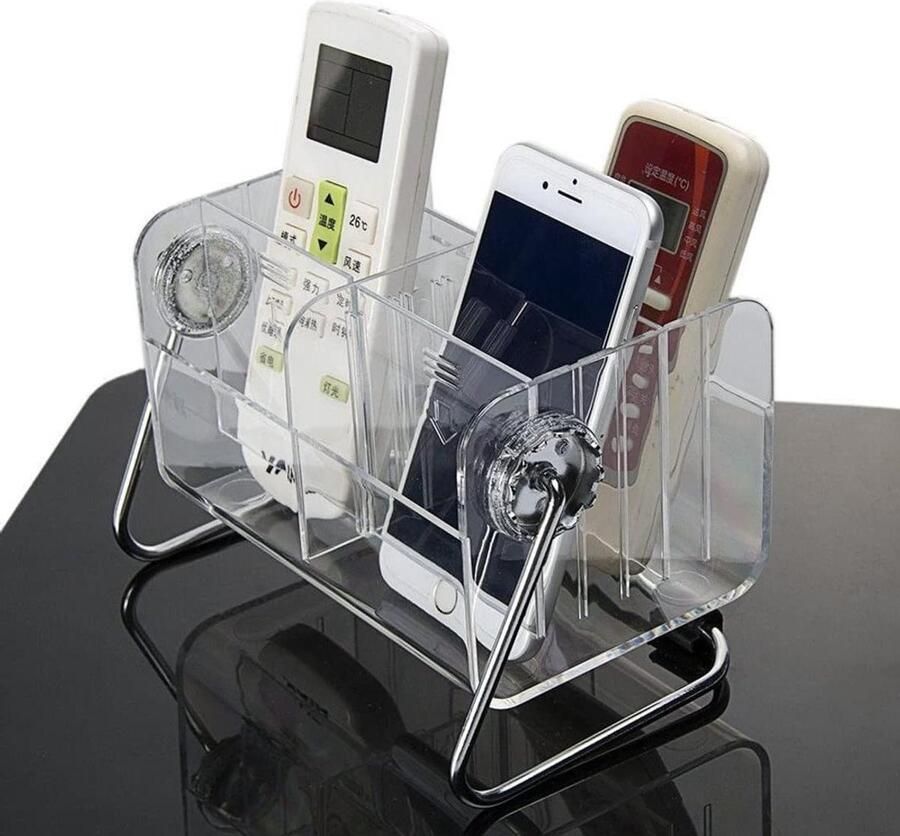 Afstandsbedieninghouder voor 6 afstandsbedieningen Transparante Acryl Opbergbox voor TV en Airconditioning Tafel Organizer met 6 Sleuven