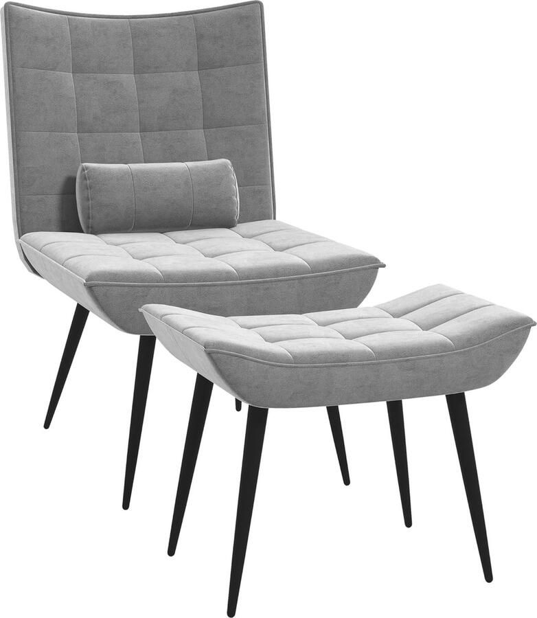 Fluwelen Relaxstoel met Voetenbank voor Woonkamer Comfortabele Loungestoel en Eetkamerstoel