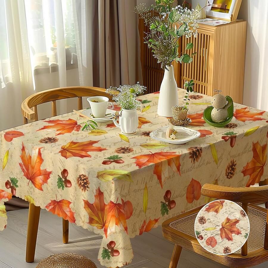 Afwasbaar herfsttafelkleed waterafstotend 1 stuk 140 x 180 cm polyester