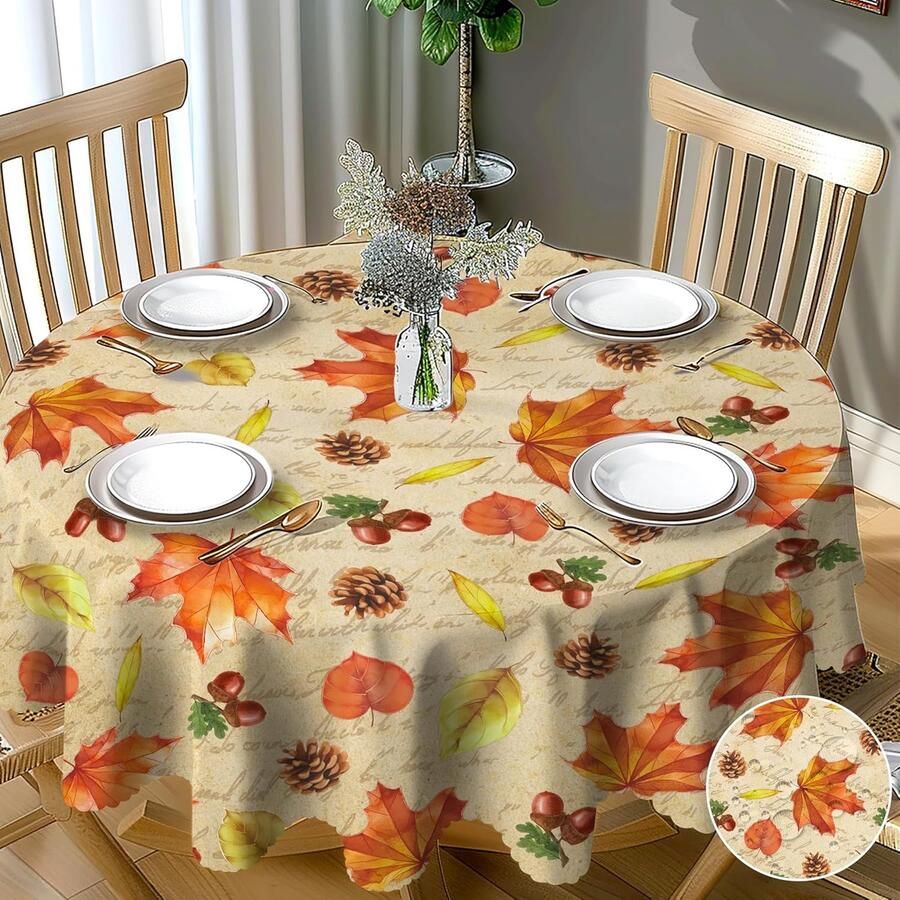 Afwasbaar herfsttafelkleed waterafstotend 1 stuk 150 cm polyester