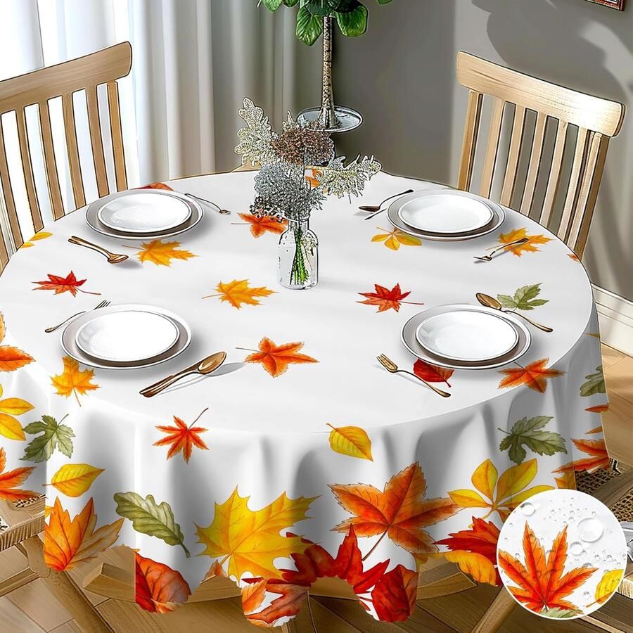Afwasbaar herfsttafelkleed waterdicht 1 stuk 150 cm polyester