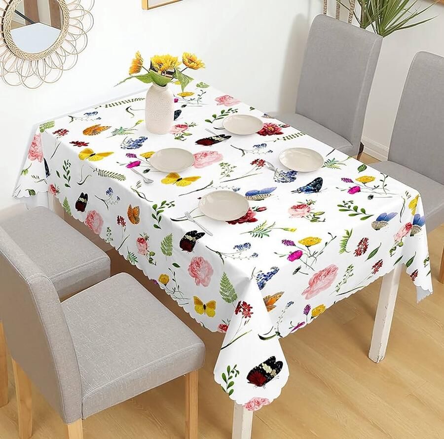 Afwasbaar tafelkleed bloemen weerbestendig 1 stuk polyester 140 x 180 cm