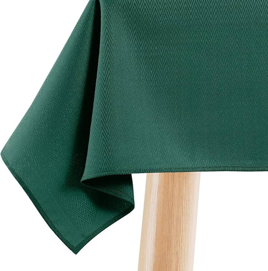 Afwasbaar tafelkleed geometrisch zigzagpatroon 120 x 220 donkergroen polyester