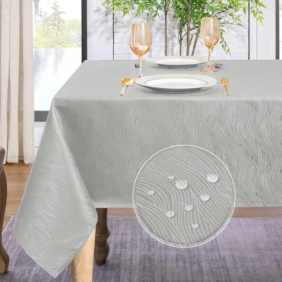 Afwasbaar tafelkleed grijs jacquard-golfpatroon 80 x 80 cm