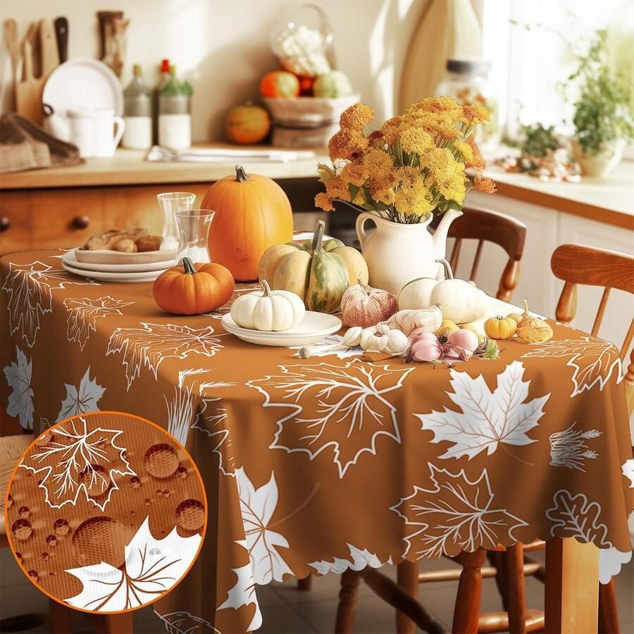 Afwasbaar tafelkleed herfst waterdicht 1 stuk 110 x 140 cm polyester