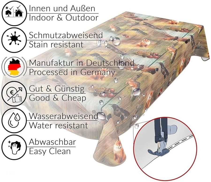 Afwasbaar tafelkleed met jacht-motief Geel 220 x 140 cm Leer