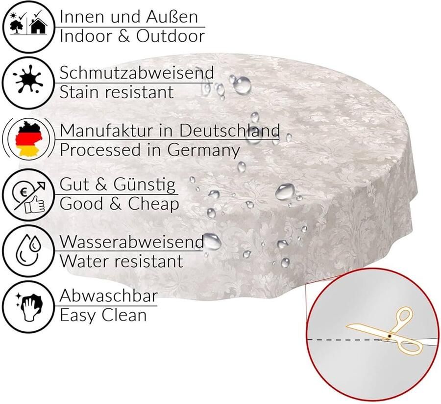 Afwasbaar tafelkleed onderhoudsarm geschikt voor binnen en buiten 1 stuk textielvlies