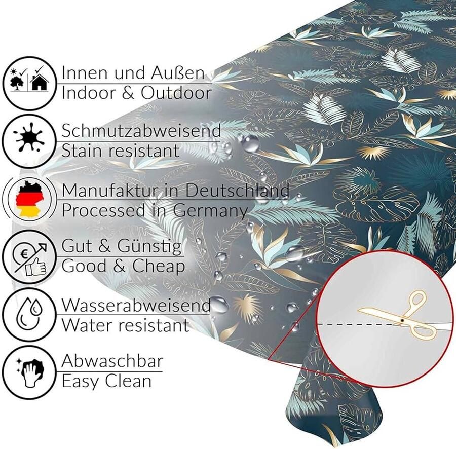 Afwasbaar tafelkleed onderhoudsarm geschikt voor binnen en buiten textielvlies met pvc-coating