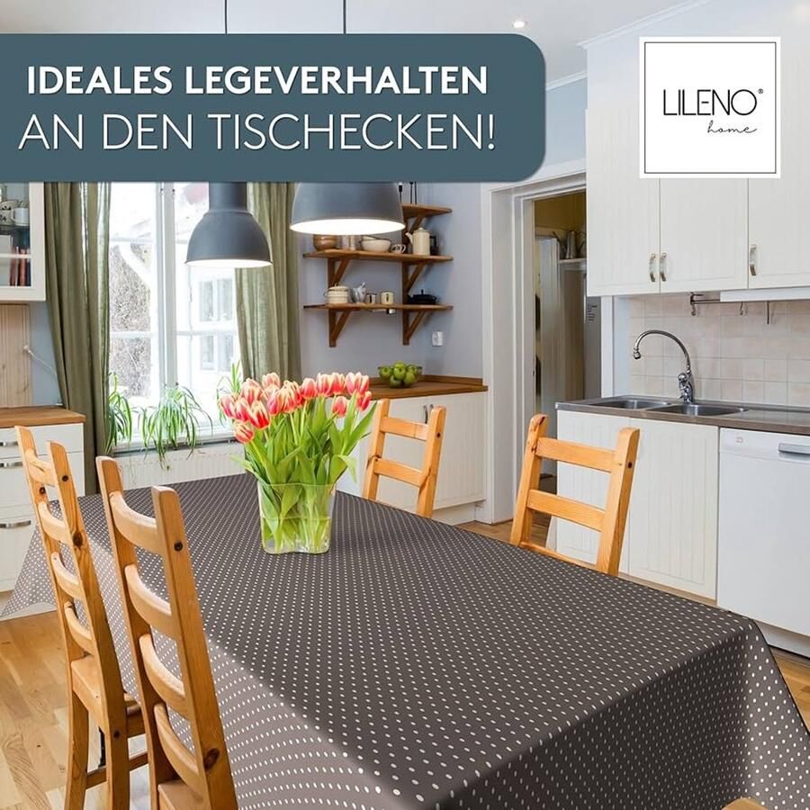 Afwasbaar tafelkleed taupe stippen waterafstotend 1 stuk vinyl 160 x 140 cm