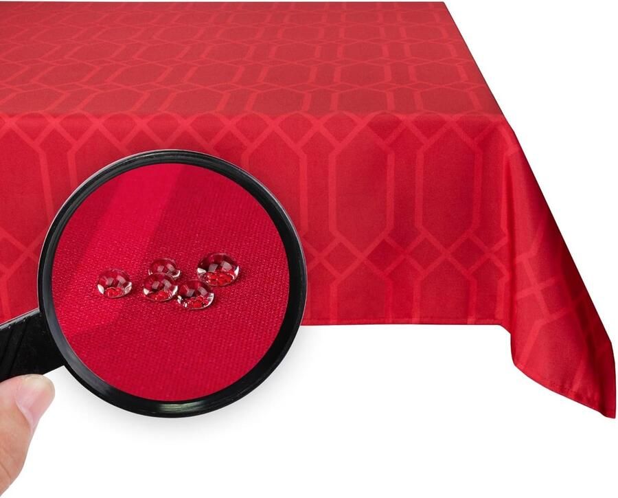 Afwasbaar tafelkleed met Tefloncoating water- en vuilafstotend 1 stuk rood 140 x 300 cm