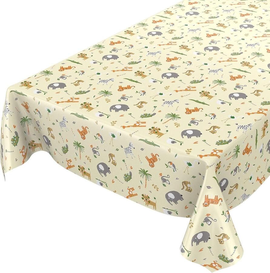 Afwasbaar tafelzeil Dierenmotief 1 stuk Lichtgroen 160 x 140 cm
