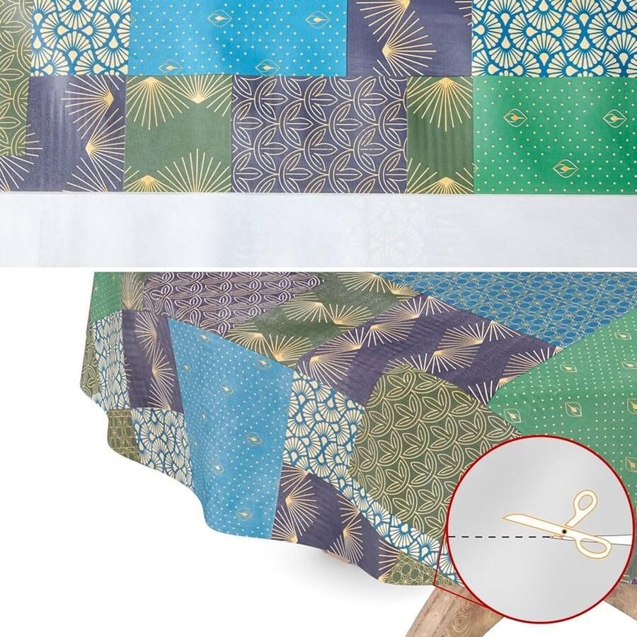 Afwasbaar tafelzeil rond groen stof 135 cm