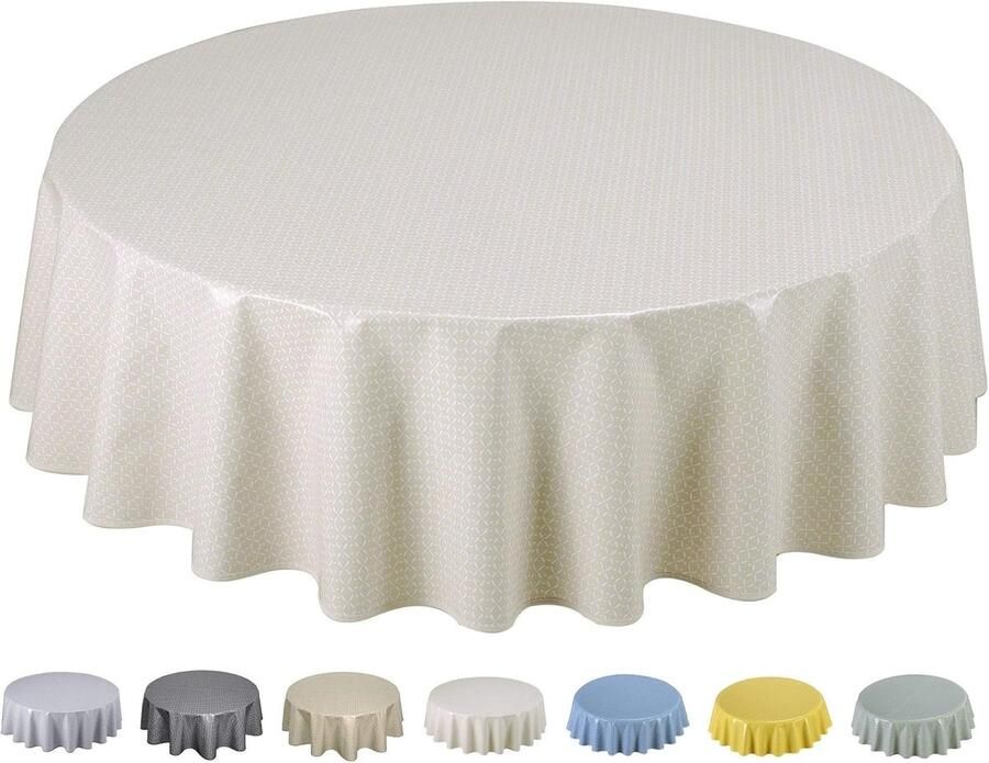 Afwasbaar tafelzeil rond tafelkleed 160 cm beige