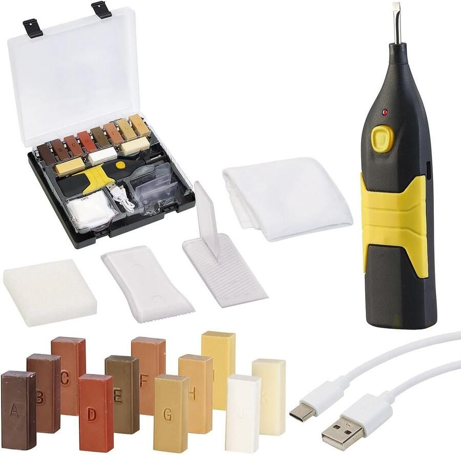 AGT Laminaat Reparatie Set met Wax Smelter & USB Parket Hout Reparatie