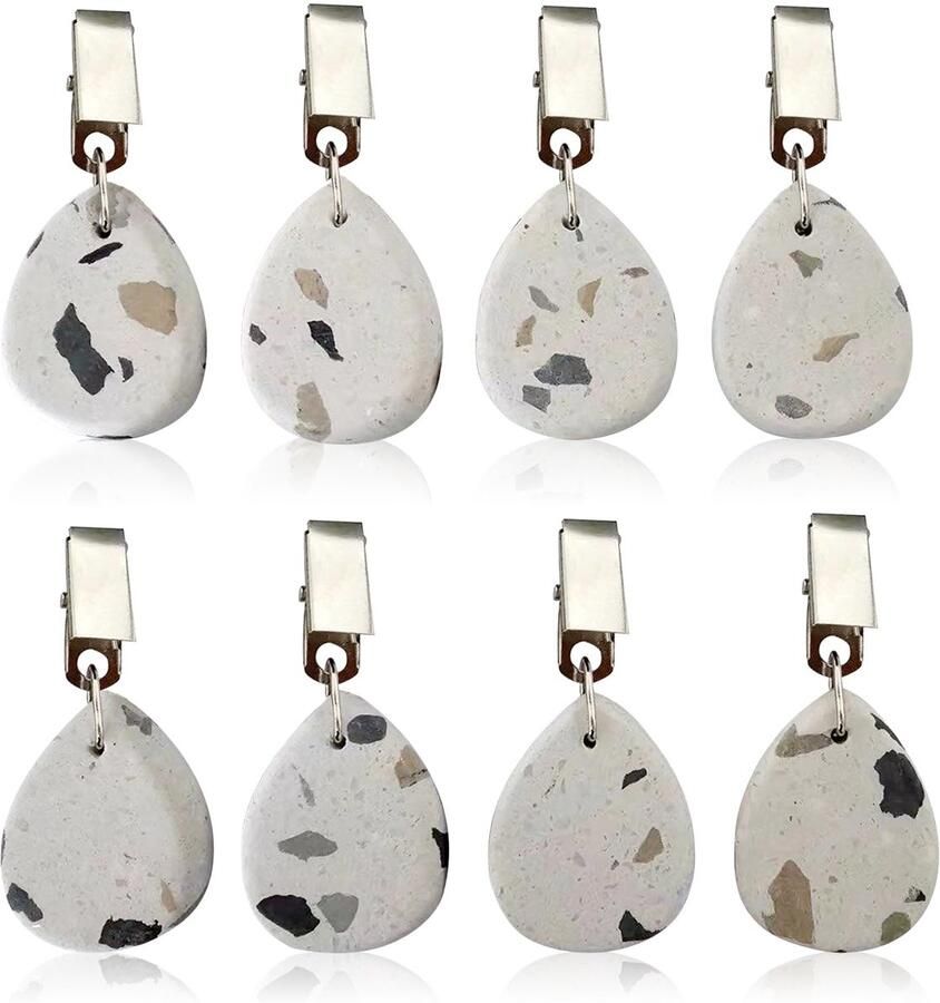 AIBAOBAO Tafelkleedgewichten Steen Natuursteen 8 stuks zware tafelkleedgewichten met clips tafelkleedgewichten voor buiten tafelkleedhanger voor familiefeest kamperen bruiloft tuin picknick