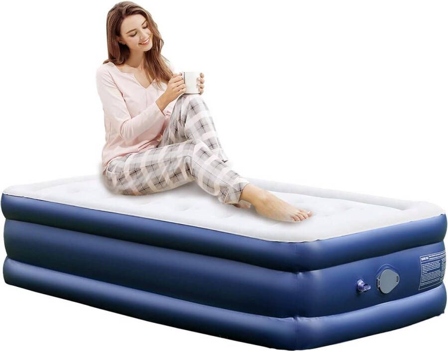 Air Bed for 1 Person Self-Inflating Air Mattress for 1 Person Air Bed with Built-in Electric Pump Single Air Mattress with Portable Battery Air Pump for Camping 190 x 99 x 43 cm