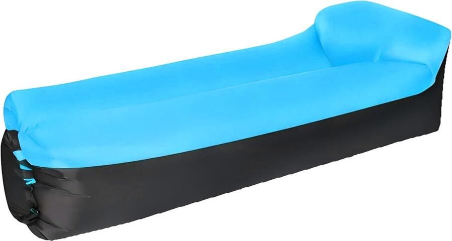 Air Lounger Air Lounger Luchtbed Inclusief Draagtas Ideaal voor Buiten Luchtbed Festival Camping Opblaas Stoel Zetel Sofa Bank 230 × 70 cm Donkerblauw
