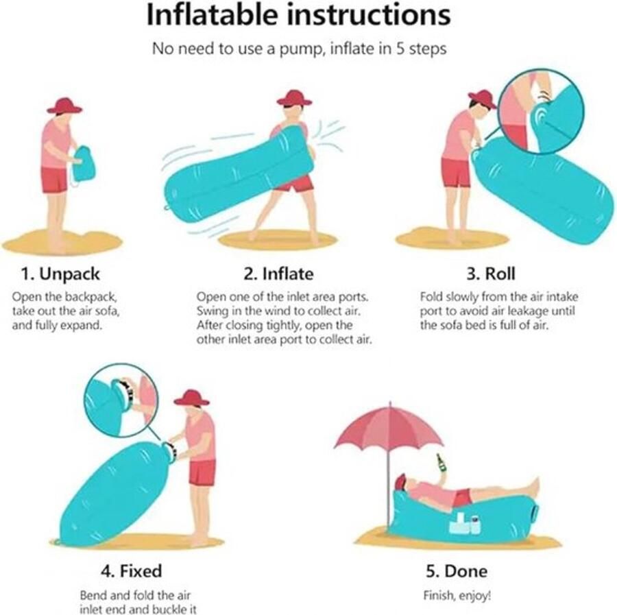 Air Lounger Luchtbed Zit Sofa Kampeer Zitzak Sofa Matras Lucht Lounger luchtzak Strand waterproof luchtzak Waterbestendig Lazy bag tot 200 KG lucht zitzak