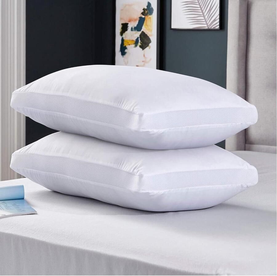 Airmax Solid Bed Cushions with Foam Core Breathable Cooling Pads Pack of 2 Super Supportive and Hypoallergenic White Silentnight