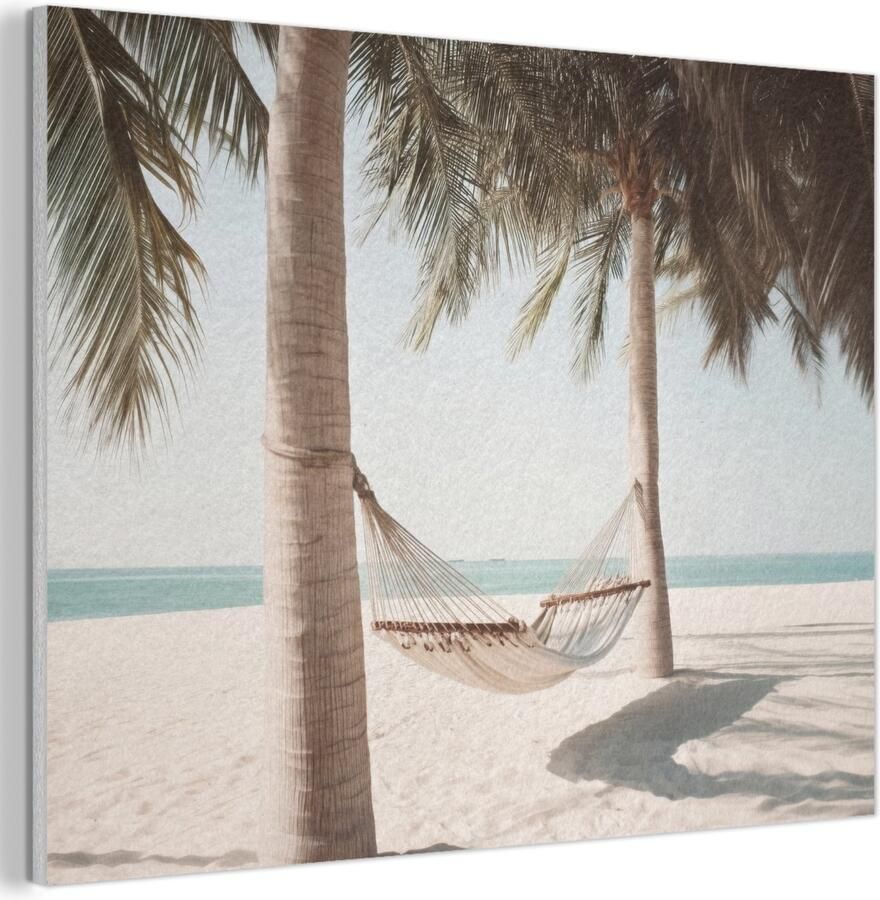Akoestisch wandpaneel 100x70 cm Vilt schilderij Hangmat Palmbomen Strand Zee Akoestische panelen Geluidsdempende wanddecoratie Geluidsisolatie woonkamer Muurdecoratie geluidspanelen
