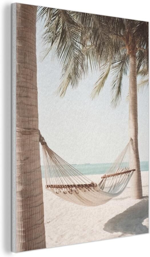 Akoestisch wandpaneel 60x80 cm Vilt schilderij Hangmat Palmbomen Strand Zee Akoestische panelen Geluidsdempende wanddecoratie Geluidsisolatie woonkamer Muurdecoratie geluidspanelen