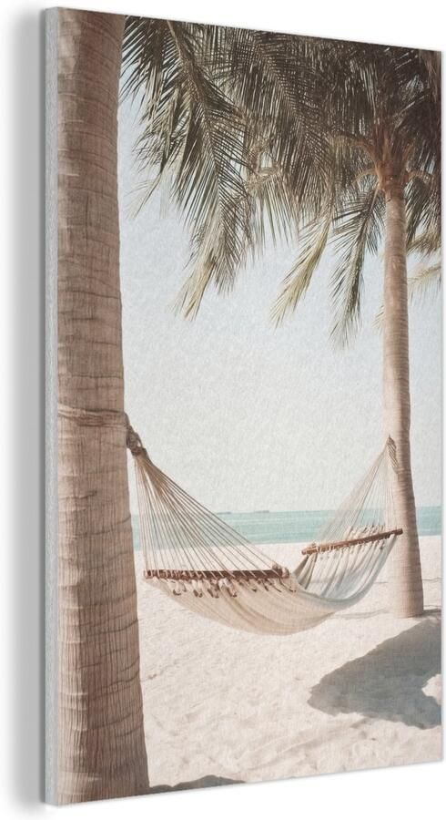 Akoestisch wandpaneel 60x90 cm Vilt schilderij Hangmat Palmbomen Strand Zee Akoestische panelen Geluidsdempende wanddecoratie Geluidsisolatie woonkamer Muurdecoratie geluidspanelen