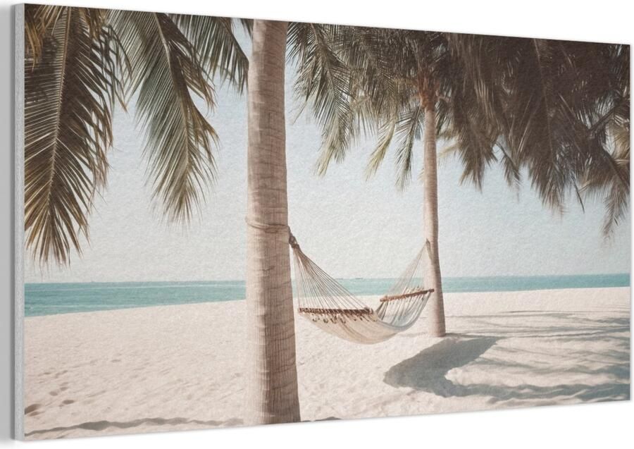 Akoestisch wandpaneel 80x40 cm Vilt schilderij Hangmat Palmbomen Strand Zee Akoestische panelen Geluidsdempende wanddecoratie Geluidsisolatie woonkamer Muurdecoratie geluidspanelen