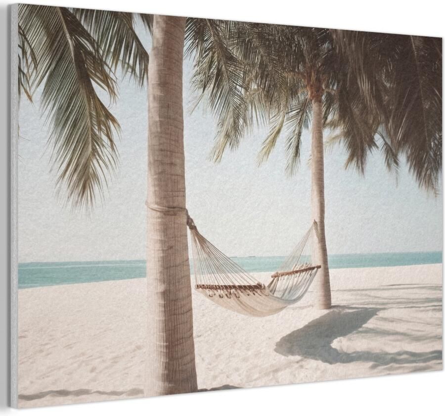 Akoestisch wandpaneel 60x40 cm Vilt schilderij Hangmat Palmbomen Strand Zee Akoestische panelen Geluidsdempende wanddecoratie Geluidsisolatie woonkamer Muurdecoratie geluidspanelen