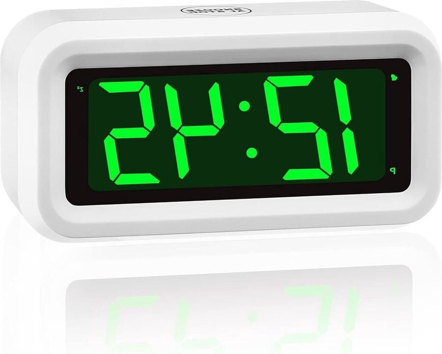 Alarm Clock for Kids Green LED Digital Clock with Adjustable Brightness 12 Hours 24 Hours Wireless Desk Clock for Bedroom Bathroom Table Ideal Gifts