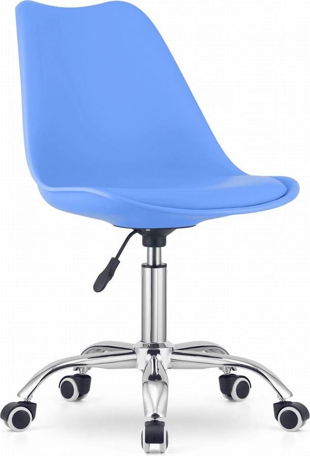 ALBA Bureaustoel Blauw Ergonomisch Design Verstelbare Zithoogte Chrome Basis. Perfect voor Kinderkamer of Kantoor. Max. 110 kg