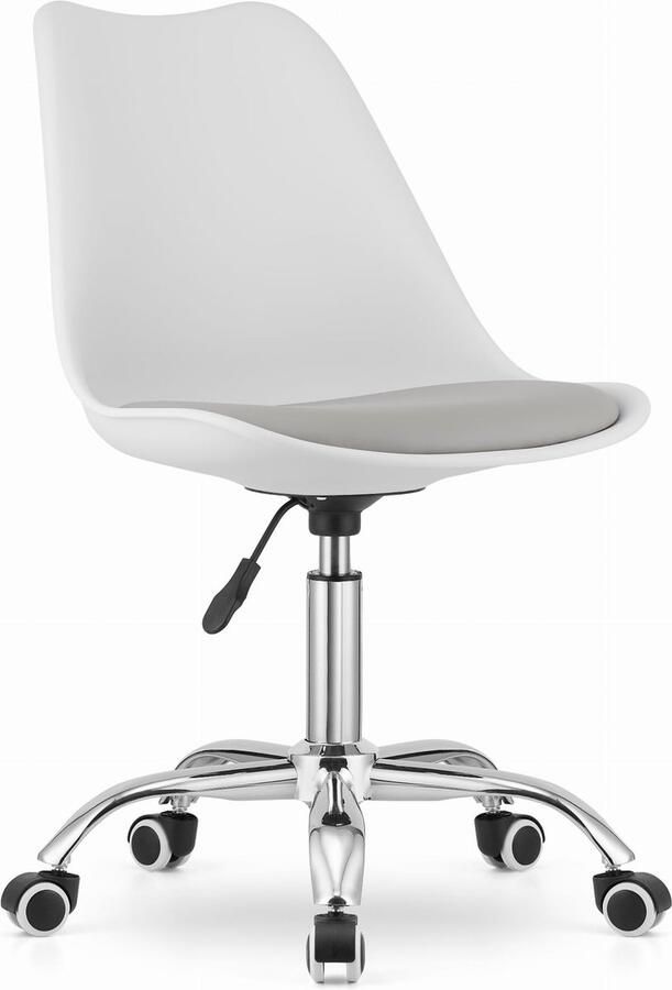 ALBA Bureaustoel Grijs-Wit Ergonomisch Design Verstelbare Zithoogte Chrome Basis. Perfect voor Kinderkamer of Kantoor. Max. 110 kg