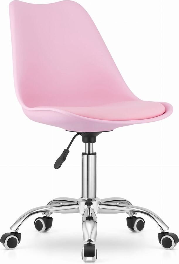 ALBA Bureaustoel Roze Ergonomisch Design Verstelbare Zithoogte Chrome Basis. Perfect voor Kinderkamer of Kantoor. Max. 110 kg