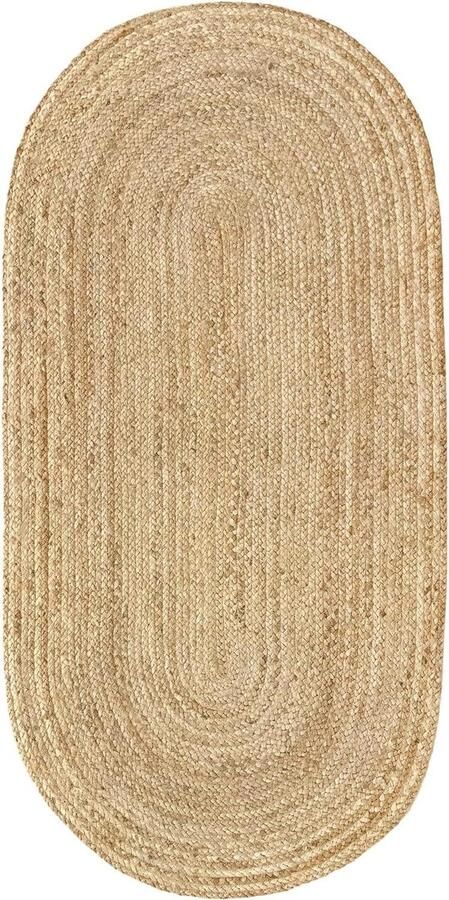 Alhambra Natuurlijk Vloerkleed Ovaal Jute Vloerkleed 140x70cm Handgeweven