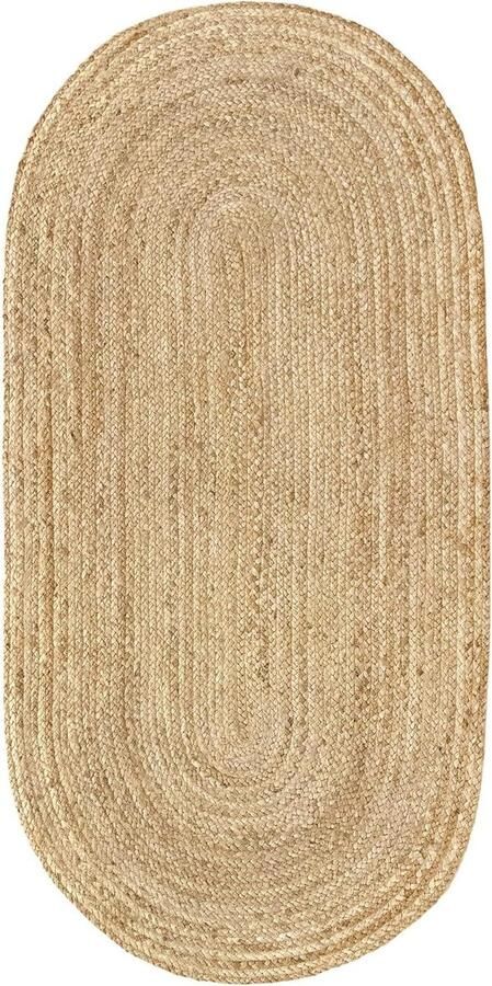 Alhambra Natuurlijk Vloerkleed Ovaal Jute Vloerkleed Handgeweven 140x70cm