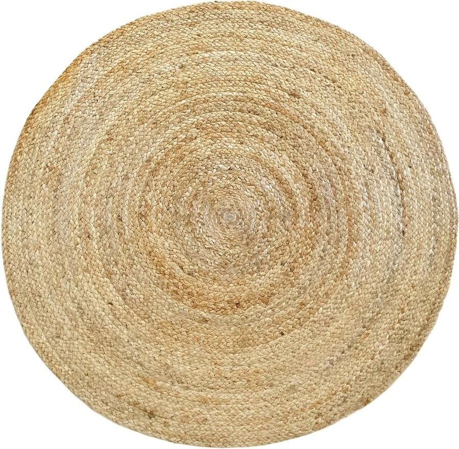 Alhambra Natuurlijk Vloerkleed Rond Handgeweven 100% Jute Woonkamer Slaapkamer Eetkamer Gang Ingang 100x100cm
