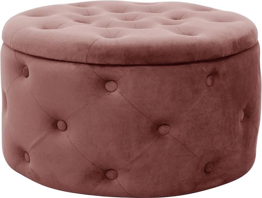 ALIA Fluwelen ottoman voetenbankje plank voor kleine spullen modern met velours bekleed gewatteerde decoratieve ottoman voor de woonkamer en slaapkamer roze