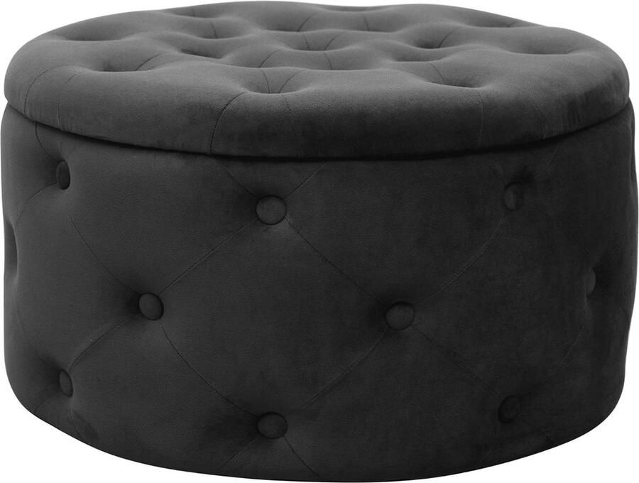 ALIA Fluwelen ottoman voetenbankje plank voor kleine spullen modern met velours bekleed gewatteerde decoratieve ottoman voor de woonkamer en slaapkamer zwart