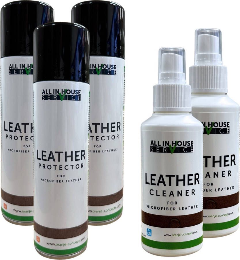 All-In House Microfiber Leather Protector Spray 3 x 250ml + Microfiber Leather Cleaner 2 x 100ml