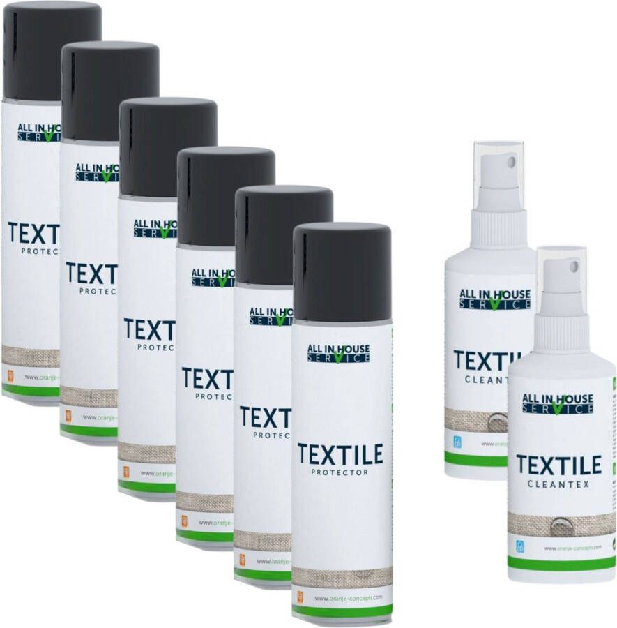 All-In House Textile Protector 6 x 250ml + Textile Cleantex Vlekkenspray 2 x 100ml